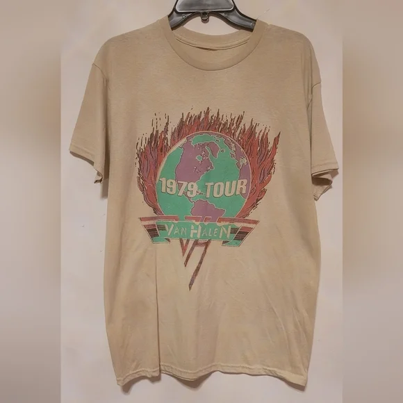 T-shirt Vintage Officiel Van Halen World Tour 2008 - Taille S - Coton Gris - Occasion Bon état